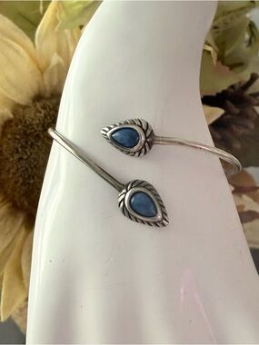 925 Sterling Silver Lapis Leaf Cuff Bracelet